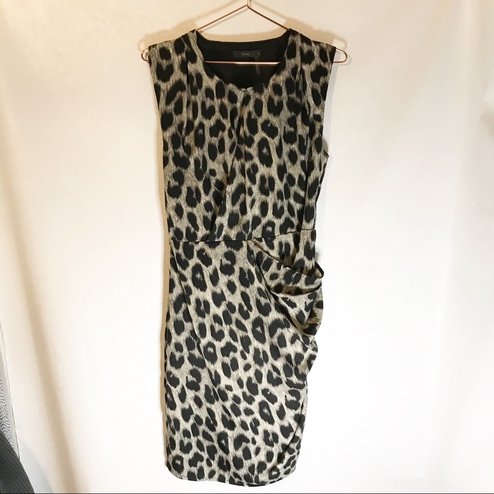THML leopard faux wrap dress size medium